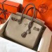 Hermes Birkin 30 Handmade Bicolor Bag In Grey Epsom Leather