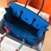 Hermes Birkin 30 Handmade Bag In Blue Clemence Leather