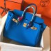 Hermes Birkin 30 Handmade Bag In Blue Clemence Leather