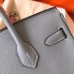 Hermes Birkin 30 Handmade Bag In Blue Lin Clemence Leather