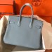 Hermes Birkin 30 Handmade Bag In Blue Lin Clemence Leather