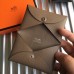 Hermes Calvi Card Holder In Taupe Epsom Leather