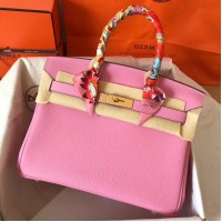 Hermes Birkin 30 Handmade Bag In Pink Clemence Leather