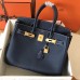 Hermes Birkin 30 Handmade Bag In Navy Blue Clemence Leather