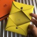 Hermes Calvi Card Holder In Yellow Epsom Leather