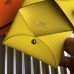 Hermes Calvi Card Holder In Yellow Epsom Leather