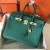 Hermes Birkin 30 Handmade Bag In Malachite Epsom Leather